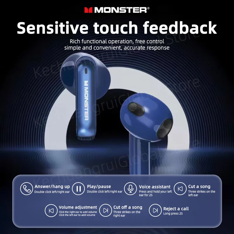 Monster XKT08 Earphone Bluetooth 5.3 Ture Wireless Earbuds Low Latency Noise Reduction Headphones Gaming Sports Headset With Mic - Image 5
