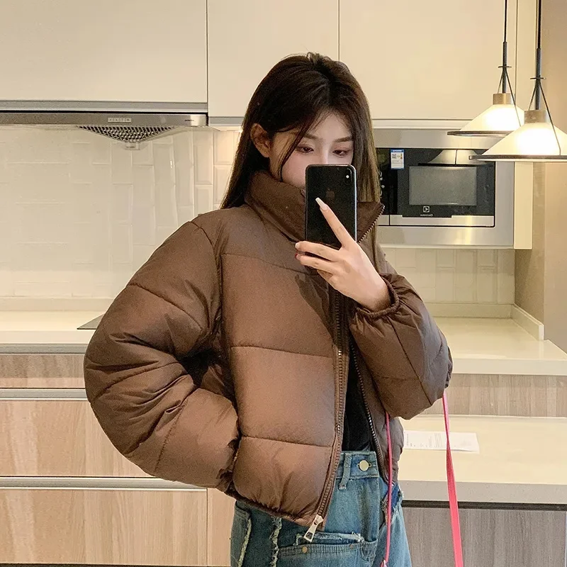 2024 Winter New Short Down Cotton Jackets Coat Women Parkas Casual Loose Drawstring Slim Puffer Jacket Outwear Preppy Clothes - Image 5