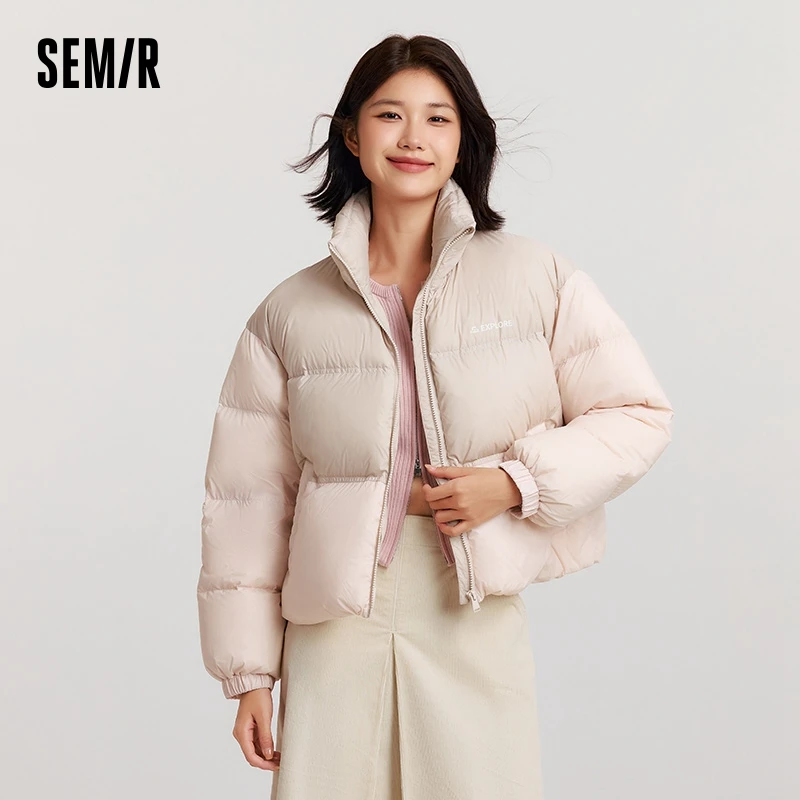 Semir Down Jacket Women Short Length Three-Resistant Oversize Winter 2024 New Letter Stand-Up Collar Top - Image 2