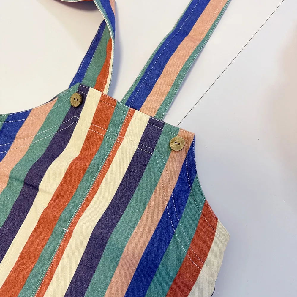 2025 New Spring/Summer Kids Overalls Colorful Stripes Baby Boys and Girls Straps Trousers Children Thin Style Outwear Jumpsuit - Image 5