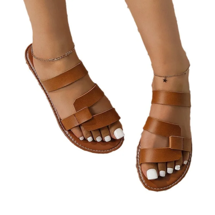 Women's Solid Color Slides, Lightweight Flat Slip On Walking Slides, Comfort Beach Slides - Image 5