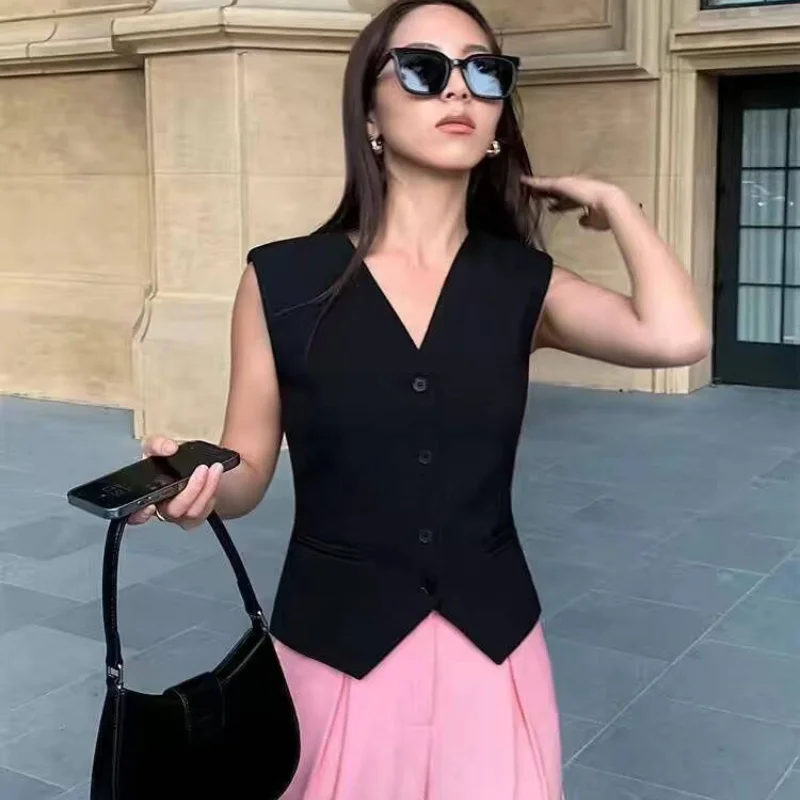 Simple Vests Women Summer Sleeveless Suit Coats Temper Outwear Design Hot Sale 2024 Tender Breathable Korean Style Streetwear - Image 4