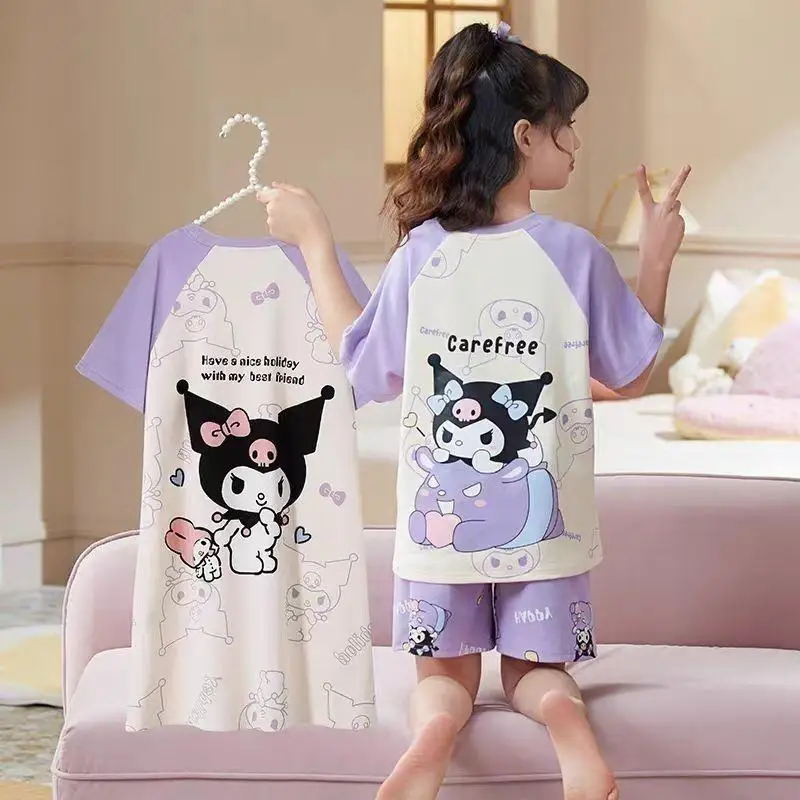 Sanrios Kawaii Hello Kitty Girl Pajamas Lounge Clothes Suit Spring, Summer and Autumn Child Jacket Cartoon Cute Fashion Gift New - Image 5