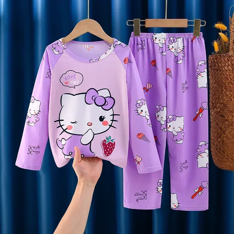 Sanrio Winter Kawaii Children Milk Silk Pajamas Sets Girl Boy Sleepwear Korean Kids Homewear Clothes Cute Anime Loungewear - Image 5
