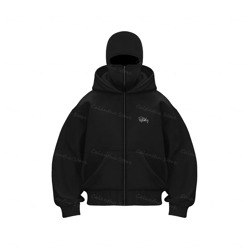 Men's Balaclava Zip Hoodie Winter Warm Casual Sweatshirt with Hooded Face Mask Zipper Design Sports Jacket Outdoor Activities - Image 2