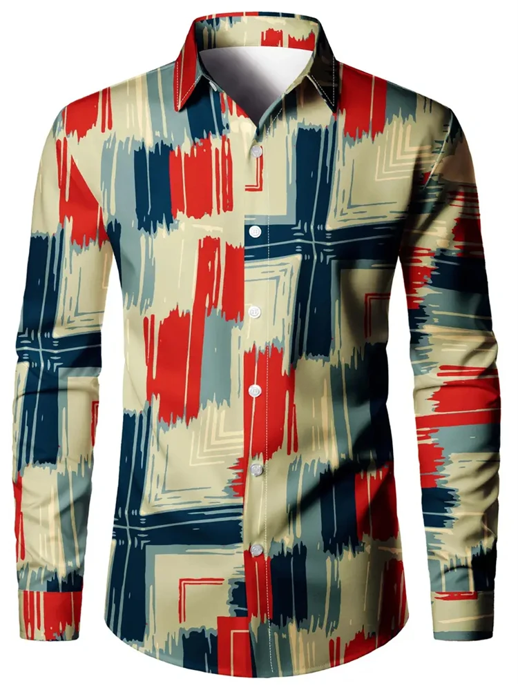 Men Retro Cashew Flower Shirt Exquisite Printing Long Sleeve Button Down Shirt Fashion Casual Lapel Cardigan Jacket Office Shirt - Image 2