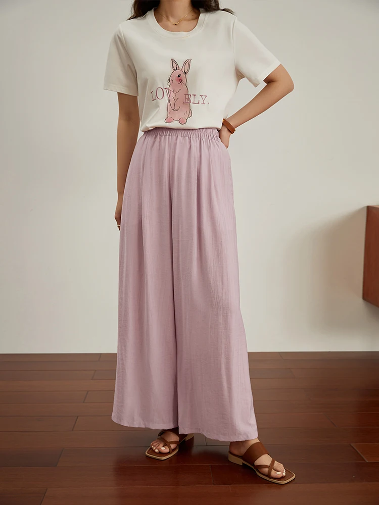 DUSHU【3 Colors】Women Summer Thin Trousers Sunpant Cool draped Long Pants Black Full Length Office Lady Elastic Waist Trouser - Image 5
