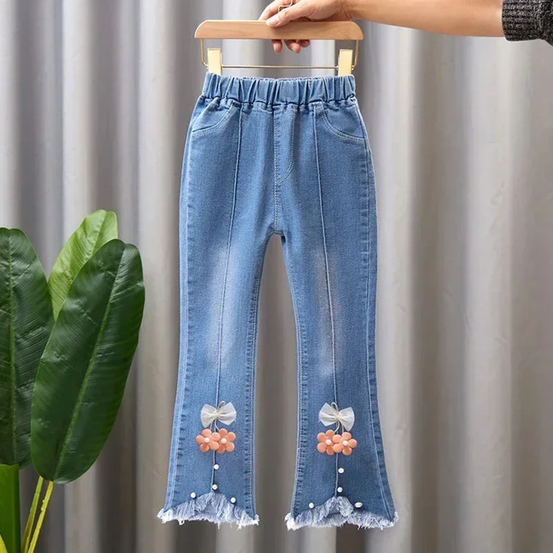 Kids Girls Jeans Pants for 2024 New Spring Autumn Long Flared Jeans Children's Pants 4-10Yrs Girls Cowboy Pants Trousers - Image 6