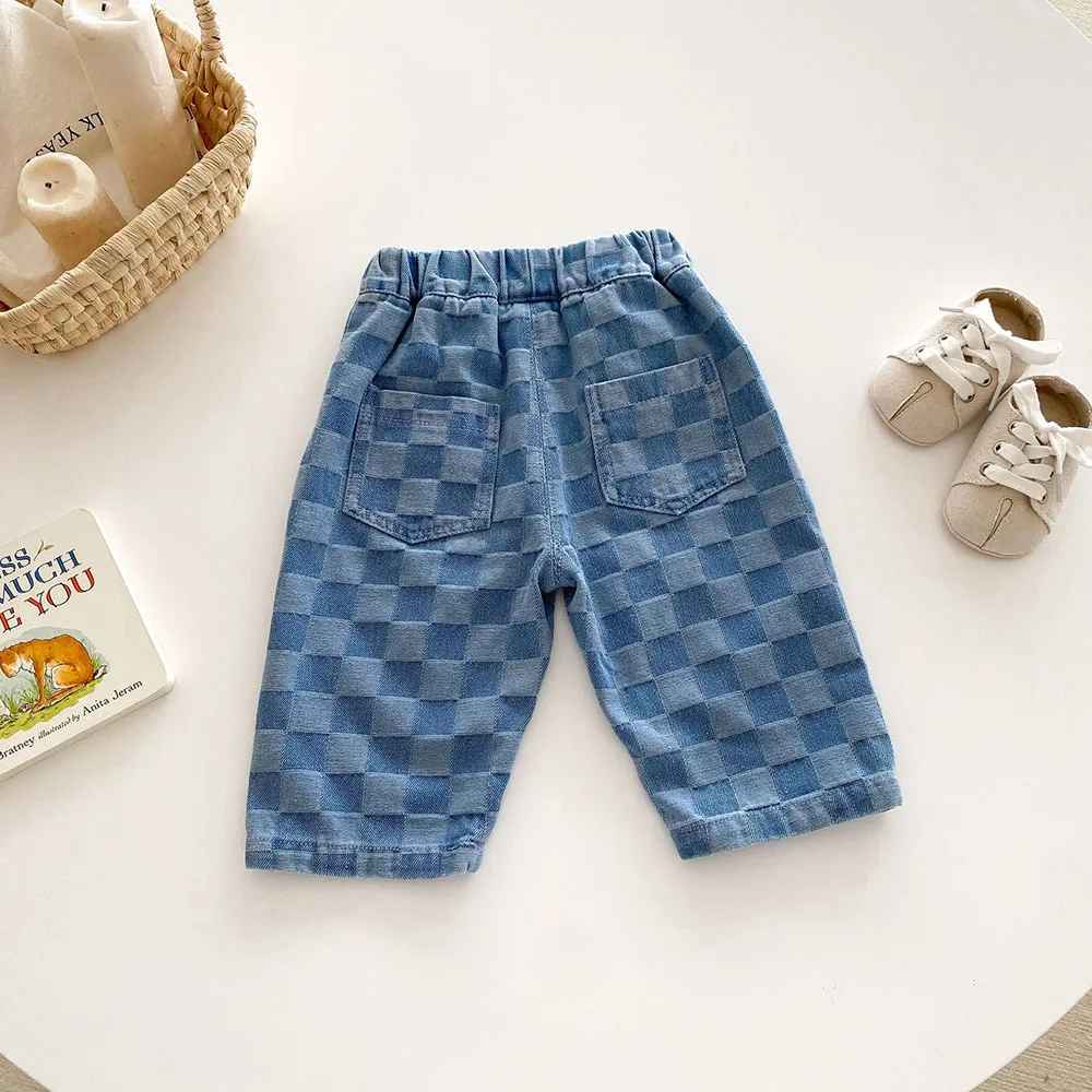 MILANCEL 1-5Y Children Jeans Boys Denim Pants Mid Waist Girls Trousers Fashion Kids Plaid Pants - Image 4