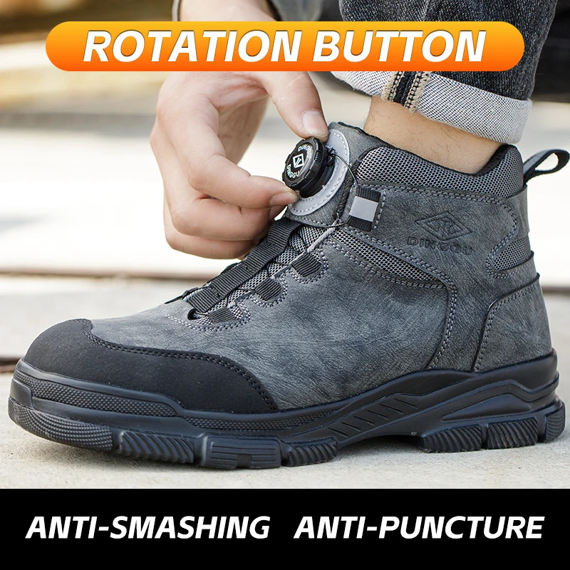 Rotating Buttons Work Boots Men Steel Toe Shoes Safety Boots Puncture-Proof Protective Shoes Waterproof Indestructible Shoes New - Image 4