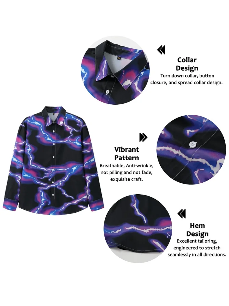 Men Retro Cashew Flower Shirt Exquisite Printing Long Sleeve Button Down Shirt Fashion Casual Lapel Cardigan Jacket Office Shirt - Image 5