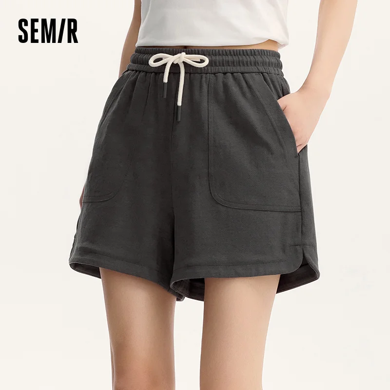 Semir Casual Trousers Women Elastic Waist Loose Straight-leg Trousers 2024 New Summer Version Split Textured Shorts - Image 3
