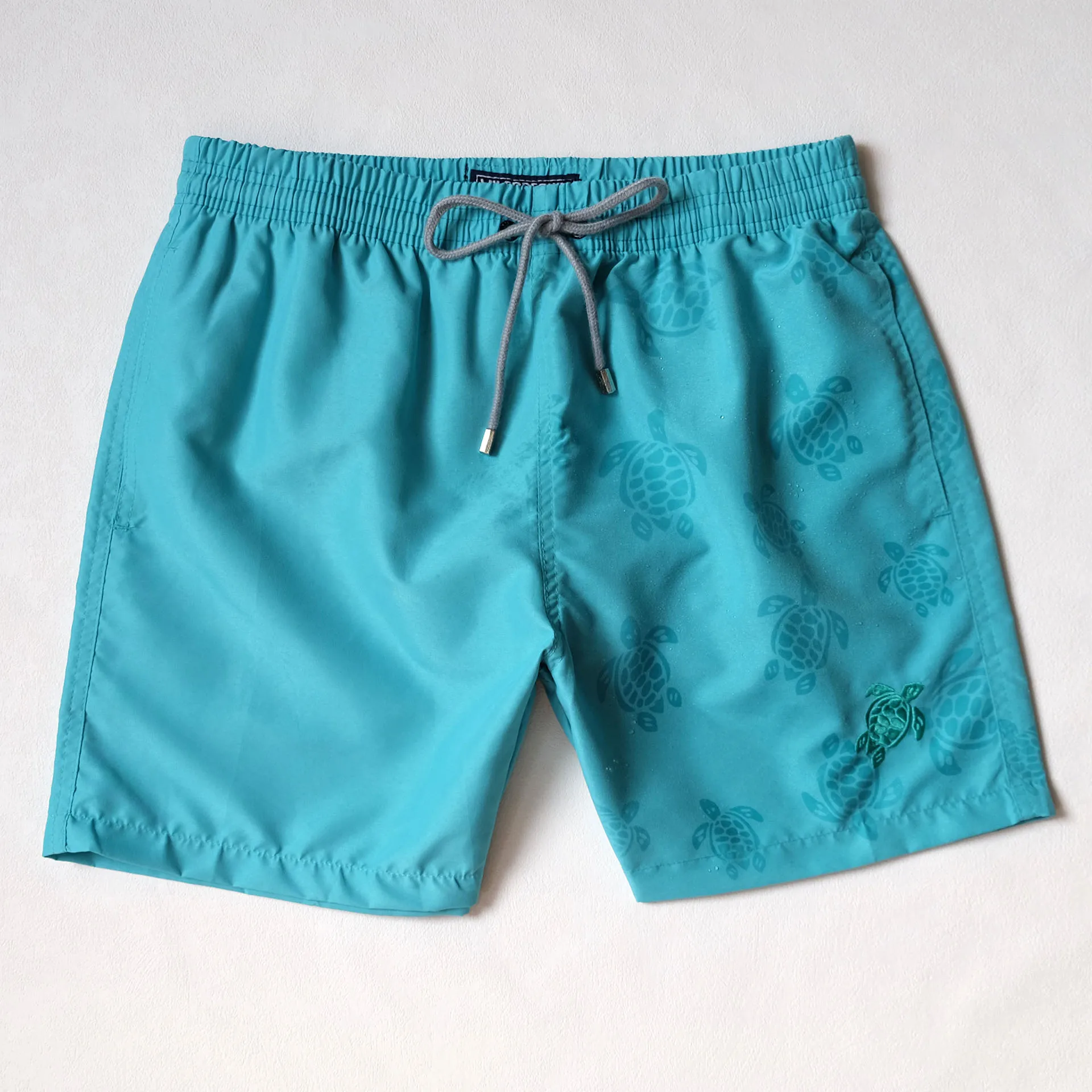 Top Quality Men's Magic Swimwear Color Change Embroidered Turtle Water Reactive Board Shorts Beach Surf Swim Mesh Trunks - Image 3