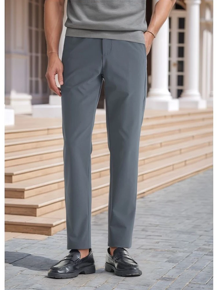 Summer Men's Casual Pants Korean Fashion Outdoor Ice Silk Light Cool Quick Dry Golf Pants Male Elastic Waist Straight Trousers - Image 3