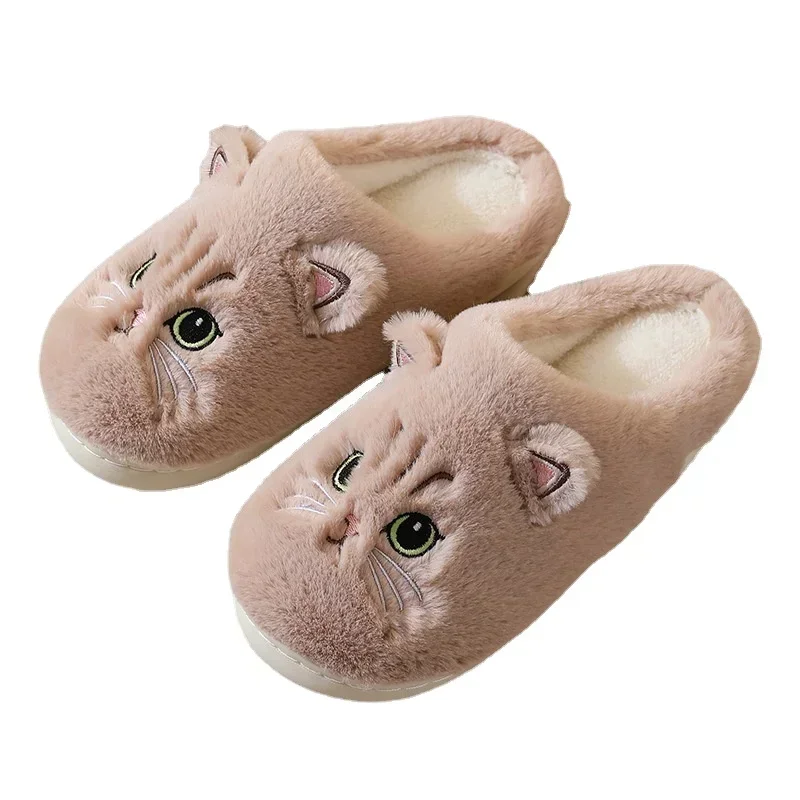 Cute Cat Slippers Fluffy Furry Women Home Platform Slippers Men Winter Plush Slides Indoor Fuzzy Slippers Lovely Cotton Shoes - Image 5