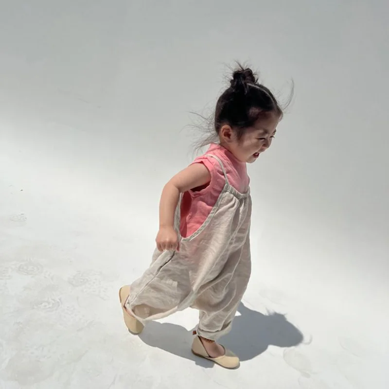 2025 Summer New Girls Loose Overalls Versatile Kids Sling Trouser Baby Dot Print Jumpsuit Toddler Casual Pants Children Clothes - Image 4