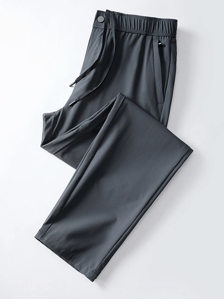 Summer Men's Casual Pants Korean Fashion Outdoor Ice Silk Light Cool Quick Dry Golf Pants Male Elastic Waist Straight Trousers - Image 4