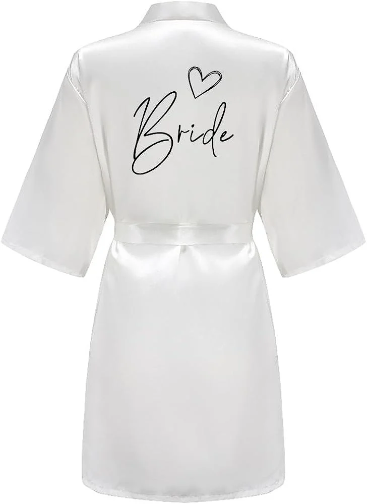 Bride Bridesmaid Wedding Robe Kimono Bathrobe Gown Nightgown Casual Satin Short Women Sexy Nightwear Sleepwear M021 - Image 2