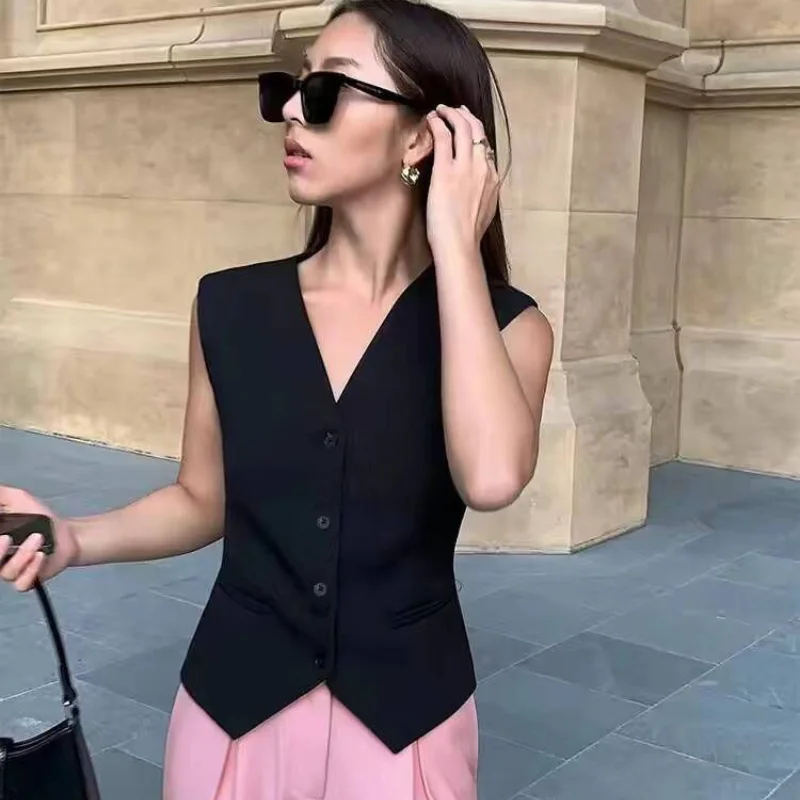 Simple Vests Women Summer Sleeveless Suit Coats Temper Outwear Design Hot Sale 2024 Tender Breathable Korean Style Streetwear - Image 5