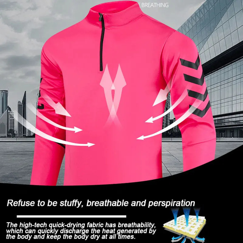 Running Jackets Men Reflective Long Sleeve T-Shirts Sportswear Jogging Outdoor Sport Coat Gym Fitness Autumn Breathable Top Coat - Image 5