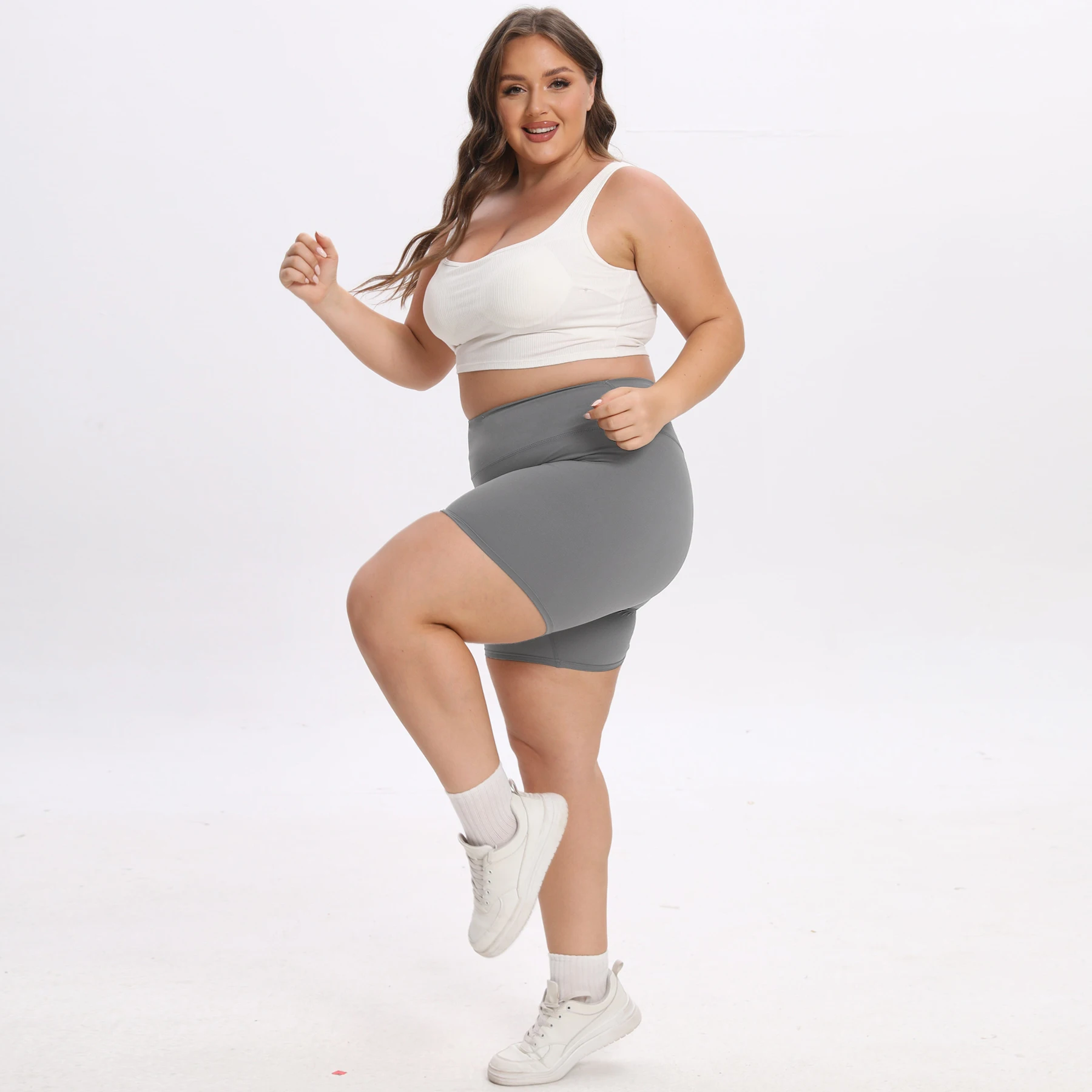 Women's Plus Size Stretch Essential Legging Summer Breathable quick-dry Sports Pants High Waist Tight Cycling Yoga Shorts - Image 3