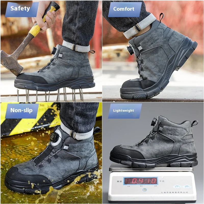 Rotating Buttons Work Boots Men Steel Toe Shoes Safety Boots Puncture-Proof Protective Shoes Waterproof Indestructible Shoes New - Image 5