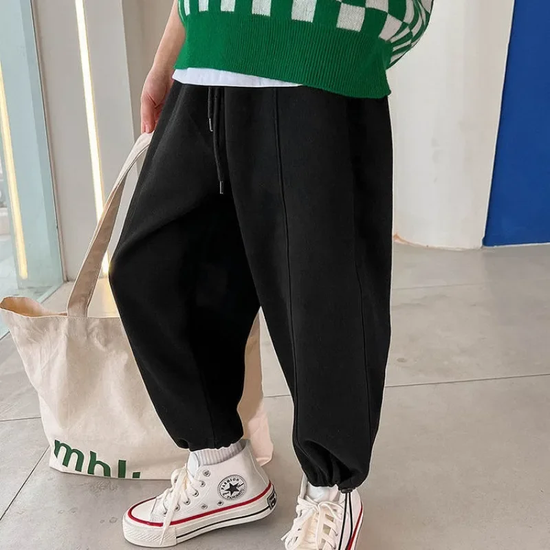 Autumn Kids Solid Sweatpants for Boy Casual Straight Trousers 3+y Young Child Clothes Spring Girl Thin Elastic Waist Sports Pant - Image 6