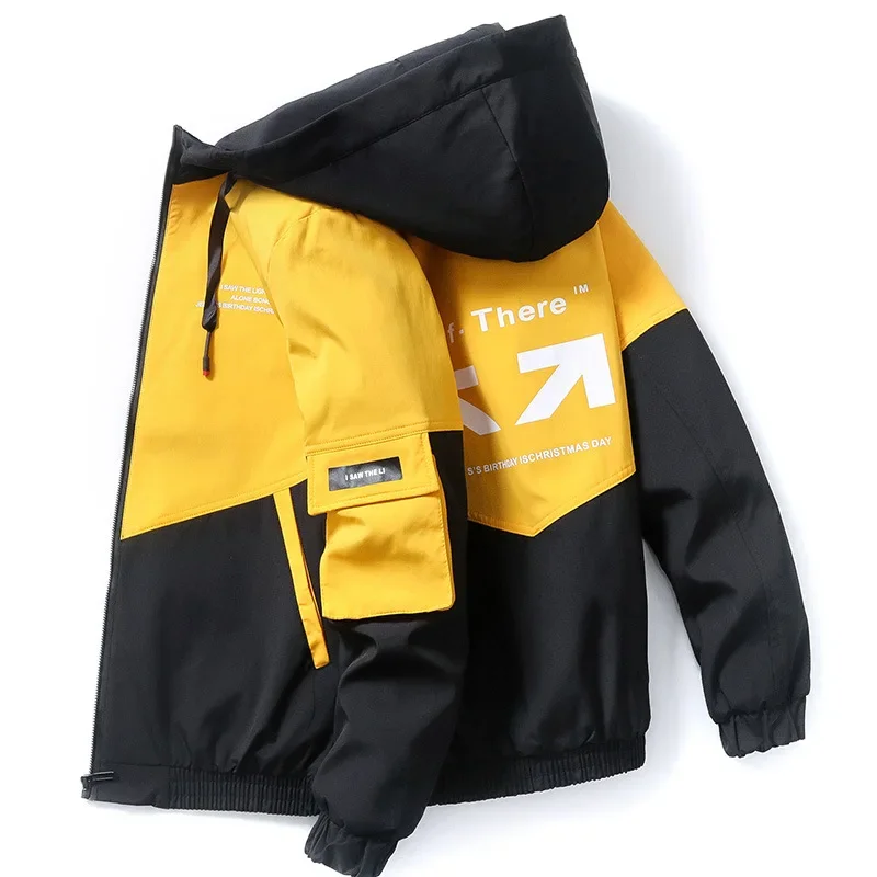 2023 Men's Spring and Autumn New Jackets High Street Trendy Printing Cargo Coat Stitching Color Windproof Pilot Jacket Male - Image 2