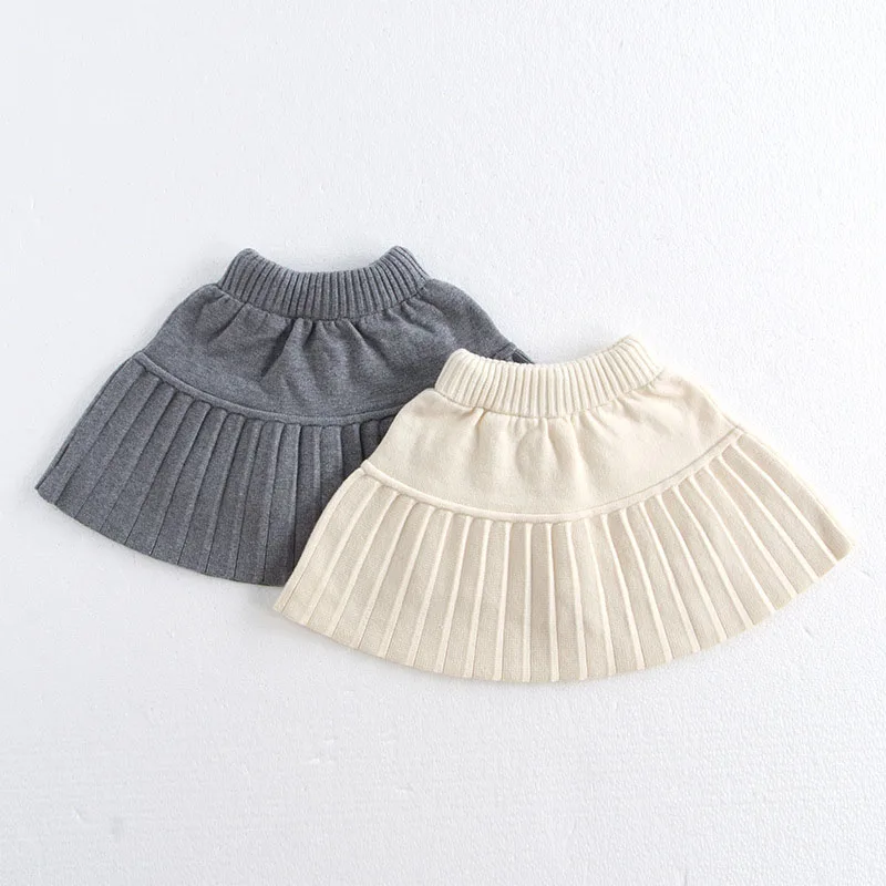MILANCEL New Autumn Kids Pleated Skirt Girls Cute Solid Color Knitted Dress Children Thin Style Knitted Shorts - Image 2