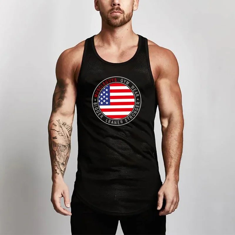 Muscleguys Brand Gym Clothing Summer Bodybuilding and Fitness Mens Tank Top Workout Vest Mesh Stringer Tanktop Undershirt - Image 6