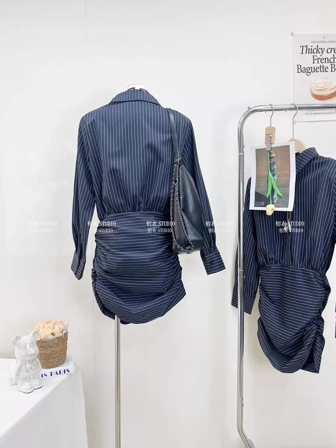 Striped Long-sleeved Shirt Dress New Style High-end Temperament Waist - Image 3
