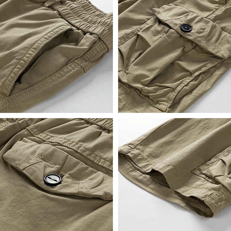 Men Summer New Brand Cotton Cargo Shorts Mens Classic Casual Multi-pocket Tactical Shorts Pants Elastic waist Jogger Shotrs Male - Image 6