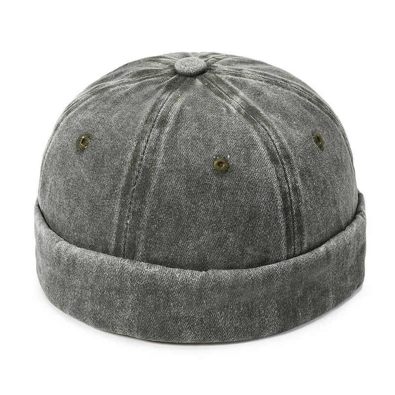 Fashion Denim Docker Cap Brimless Hat Solid Skullcap Solid Color Sailor Cap Beanie Hats Men Women Bucket Cap Adjustable Dad Hat - Image 2