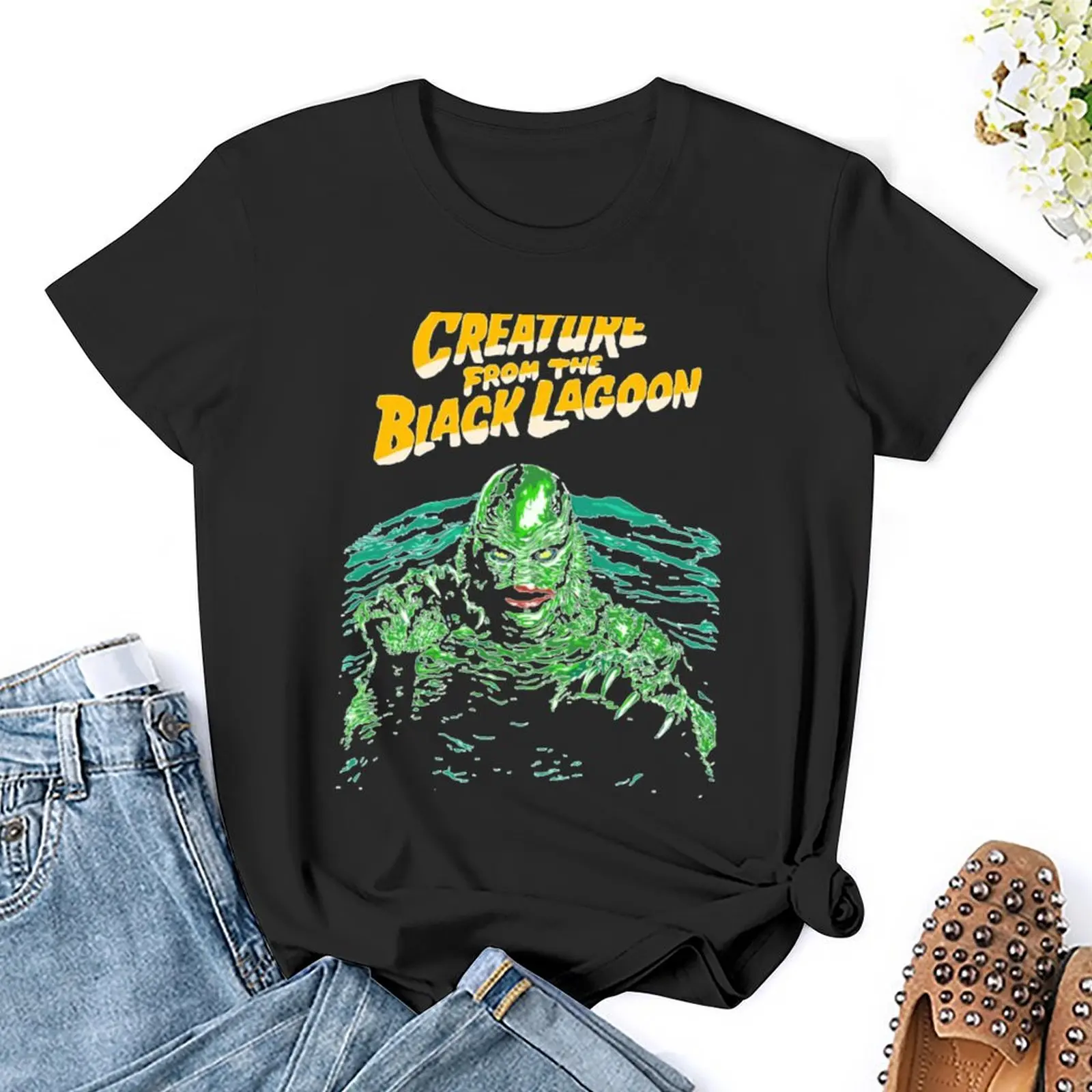 Retro Vintage Creature from the Black Lagoon T-Shirt customs lady clothes workout t shirts for Women - Image 5