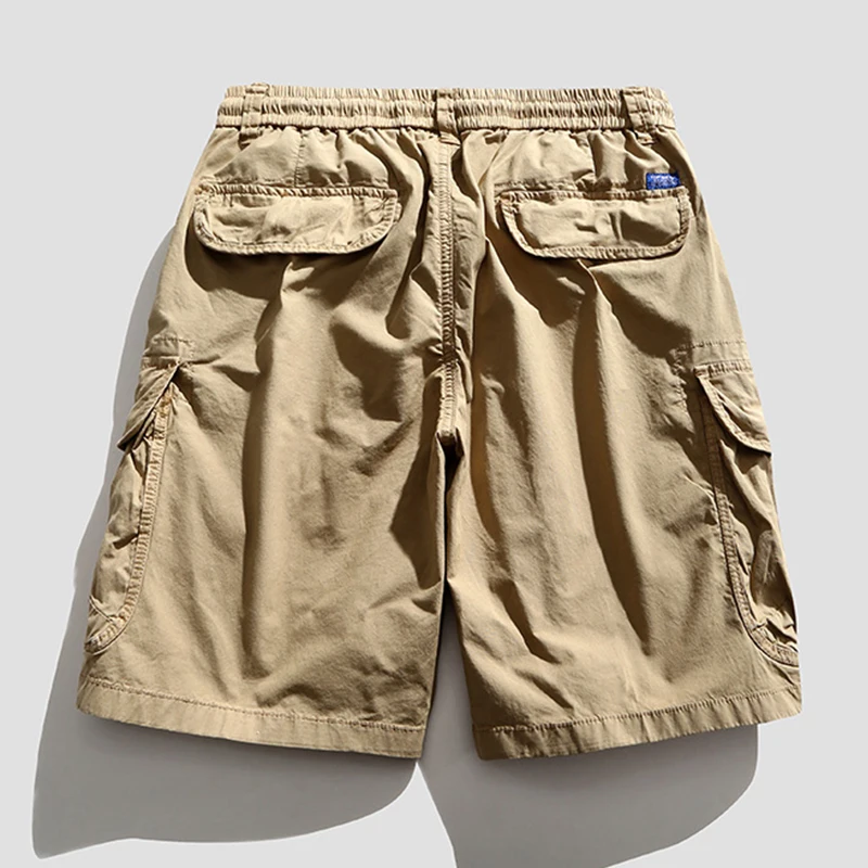 Men Summer New Casual Vintage Classic Cotton Cargo Shorts Men Multi Pocket Bermuda Beach Shorts Outwear Solid Jogger Shorts Male - Image 2