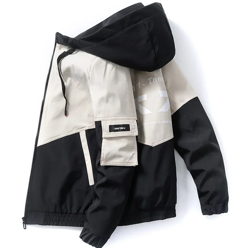 2023 Men's Spring and Autumn New Jackets High Street Trendy Printing Cargo Coat Stitching Color Windproof Pilot Jacket Male - Image 5