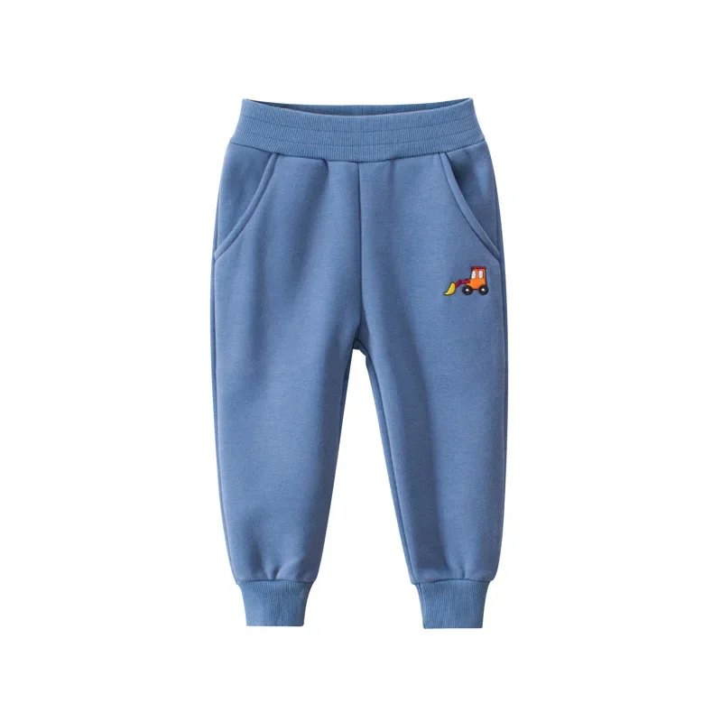 Plus Velvet Sweatpant for Boys 2025 Winter Cartoon Excavator Sports Harem Pants Kids Warm Mid Waist Cotton Trouser Children - Image 3