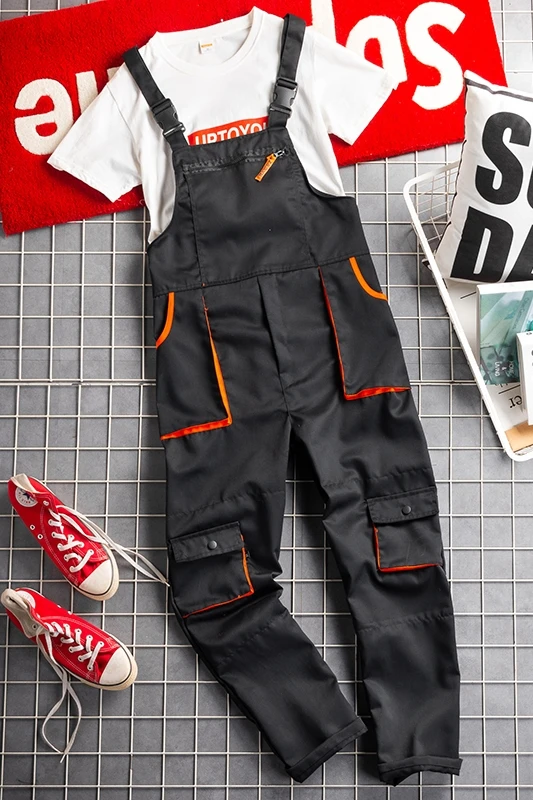 Bib Overall Casual Worker Clothing Plus Size Sleeveless Bib Pants Protective Coverall Strap Jumpsuits Fly Pockets Uniforms S-4XL - Image 4