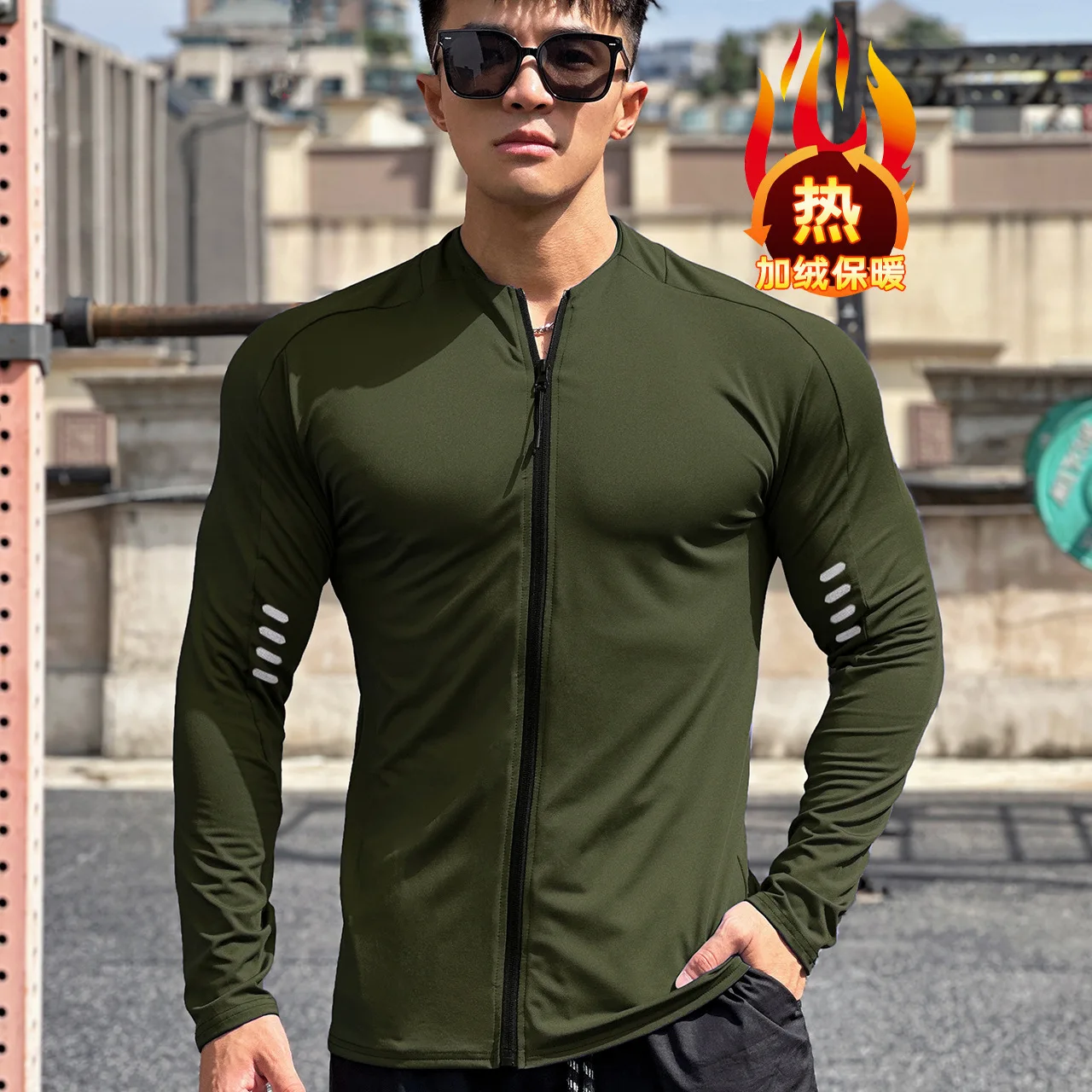 Men's running sports fitness jacket cycling long sleeve quick dry tights running training clothing Spring and autumn men - Image 4