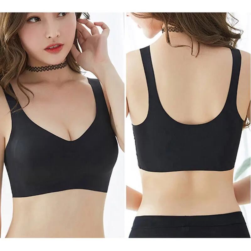 2024 Women Seamless Ice Silk Bra Removable Chest Pad Lifting Bralette Underwear No Steel Ring Breathable Push Up Yoga Vest Bras - Image 2