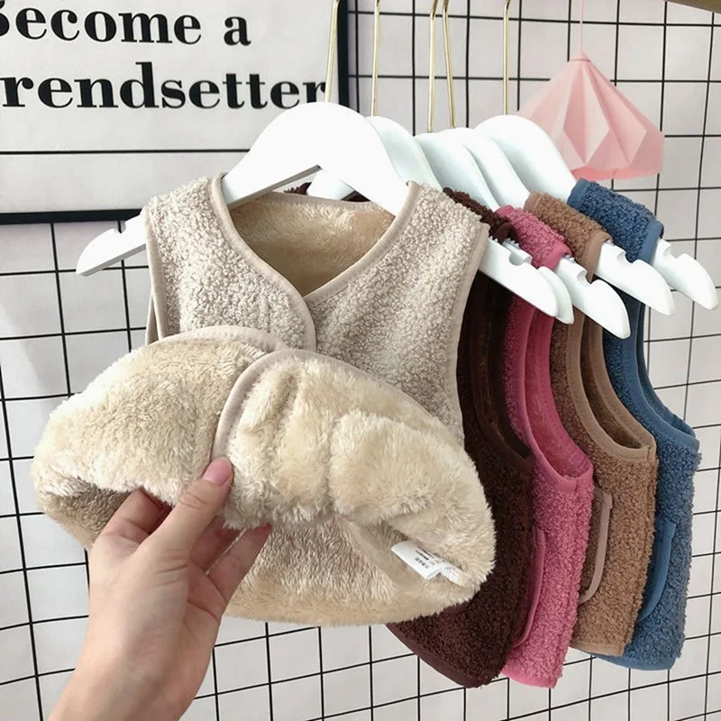 Children's Vest Winter Lambswool Waistcoat Baby Keep Warm Coat Autumn Winter Clothes Kids Boys Girls V Neck Solid Outerwear - Image 3