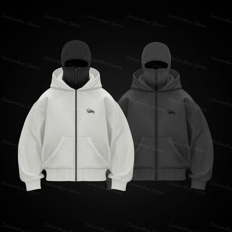 Men's Balaclava Zip Hoodie Winter Warm Casual Sweatshirt with Hooded Face Mask Zipper Design Sports Jacket Outdoor Activities - Image 4