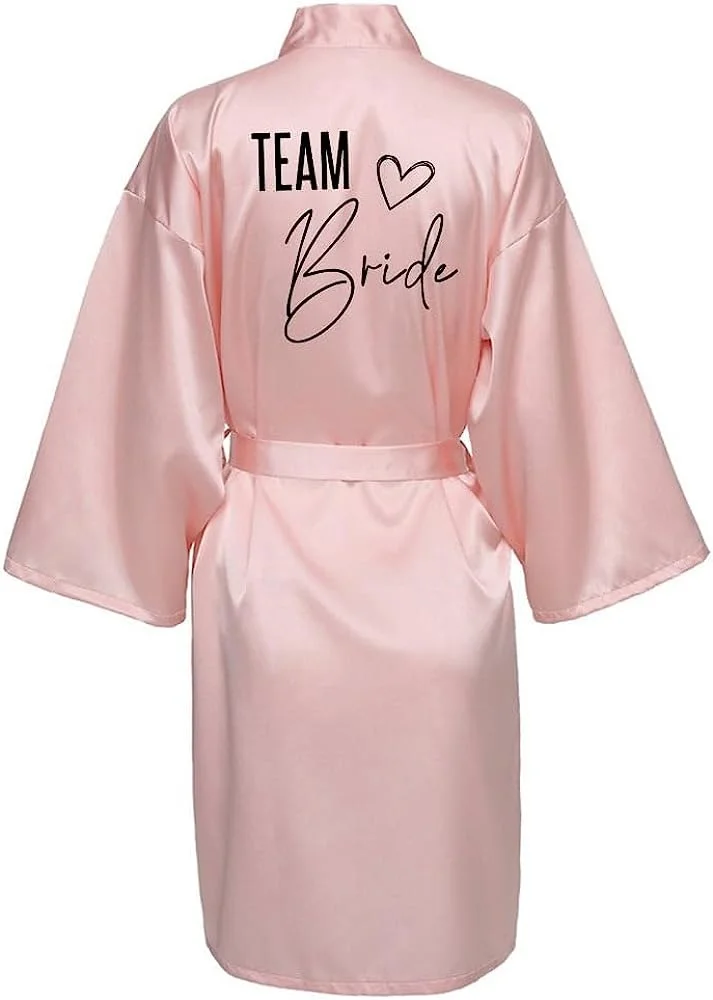 Bride Bridesmaid Wedding Robe Kimono Bathrobe Gown Nightgown Casual Satin Short Women Sexy Nightwear Sleepwear M021 - Image 6