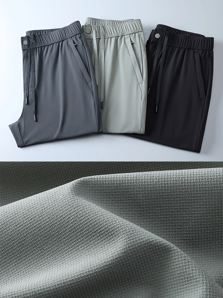 Summer Men's Casual Pants Korean Fashion Outdoor Ice Silk Light Cool Quick Dry Golf Pants Male Elastic Waist Straight Trousers - Image 2