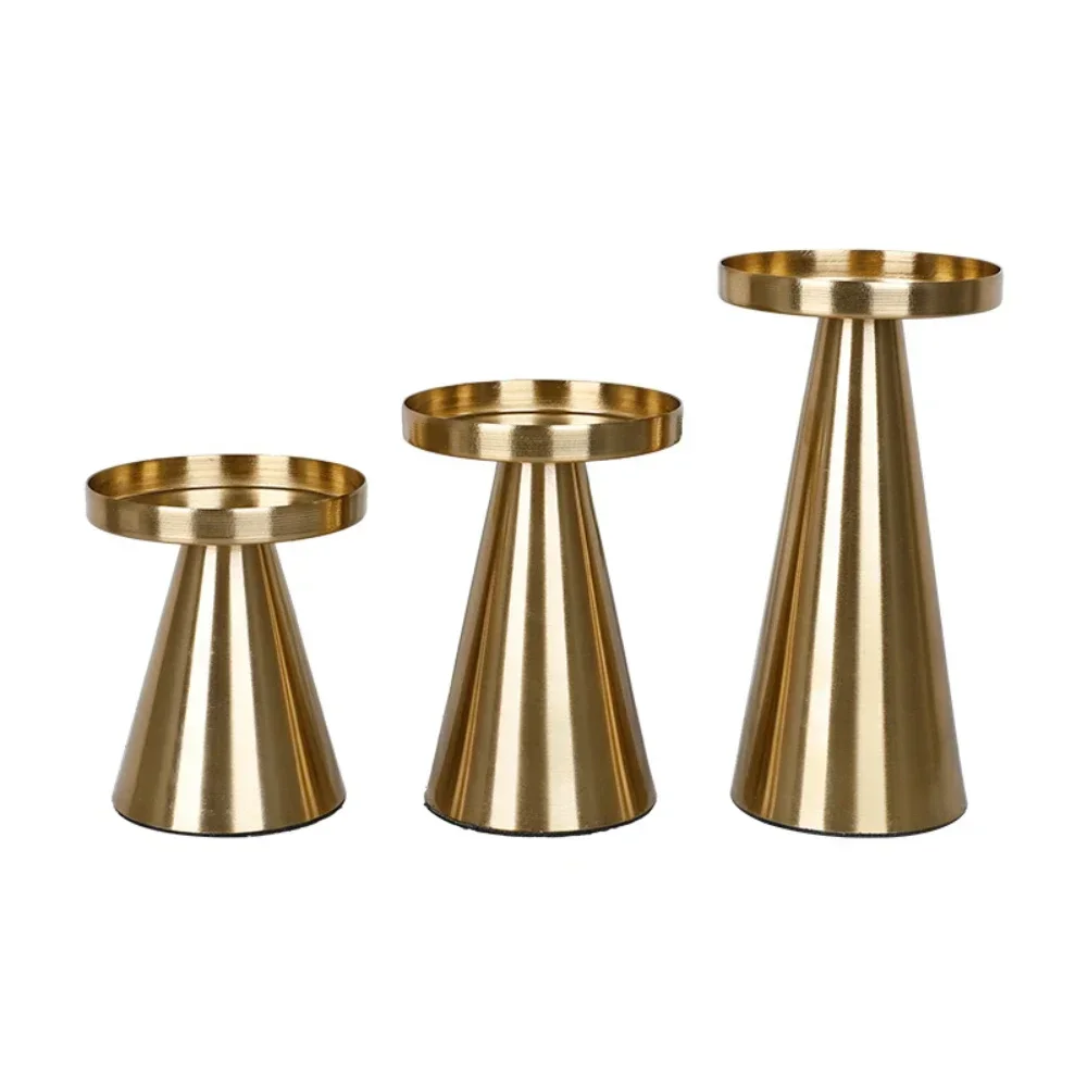 Golden Candle Holder 3-1 Set Candlestick Pillar Candle Container Taper Metal Stand Wedding Decor Luxury Valentine's Day Gifts - Image 5