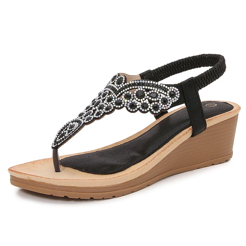 Summer Women Wedge Gladiator Sandals Flip Flop Shoes Women Bohemia Crystal Casual Beach Sandals 35-41 Women Shoes - Image 2