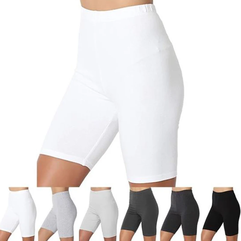 2023 Women Elastic Shorts Casual High Waist Tight Fitness Slim Skinny Bottoms Summer Solid Sexy White Black Shorts - Image 2