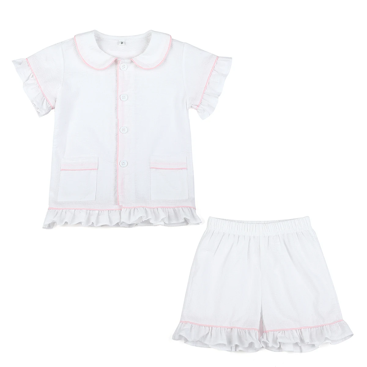 Wholesale 100% Cotton White Baby Clothes Toddler Boys Girls Pajamas Sets Sleepwear 2024 Summer Sibling Outfits Kids Pyjamas - Image 4