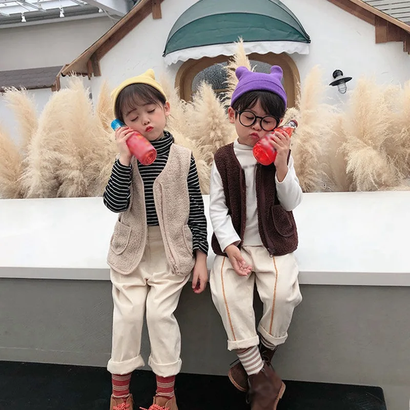 Children's Vest Winter Lambswool Waistcoat Baby Keep Warm Coat Autumn Winter Clothes Kids Boys Girls V Neck Solid Outerwear - Image 5