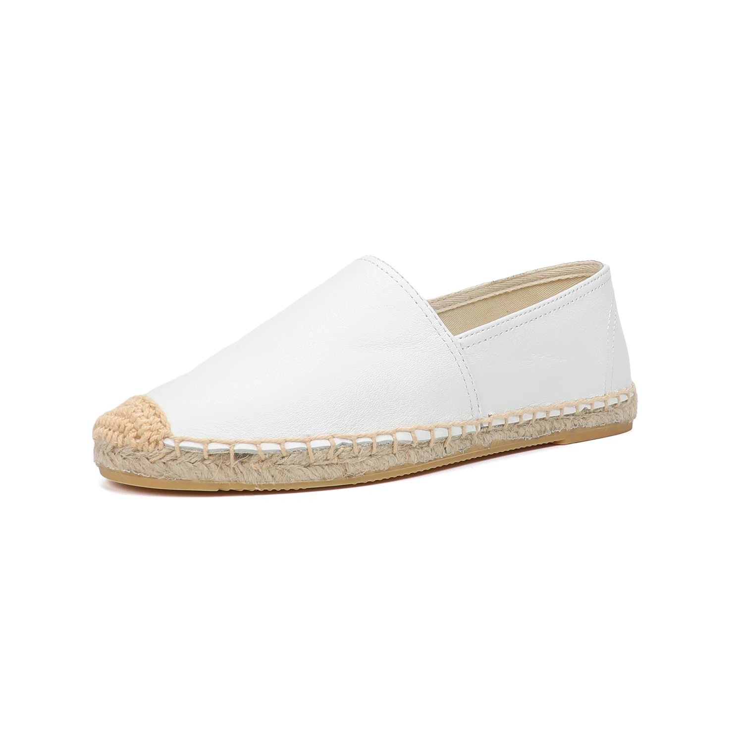 Casual Espadrilles Flat Cow Leather Shoe for Women Slip-on Rubber Ballet Flats - Image 5